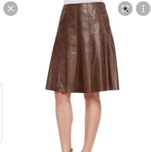 Lafayette 148 New York Brown Leather Skirt - Sz 6
